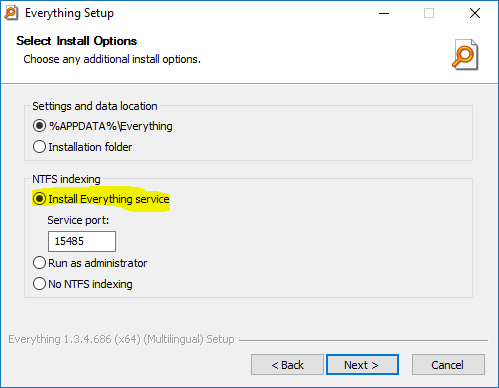 make sure you install the everything service