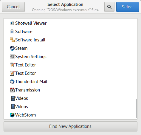 GNOME Select Application Window